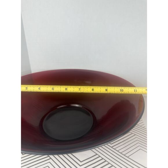Vintage Anchor Hocking Ruby Red Glass 11.5" Serving Salad Pasta Bowl - Picture 4 of 5
